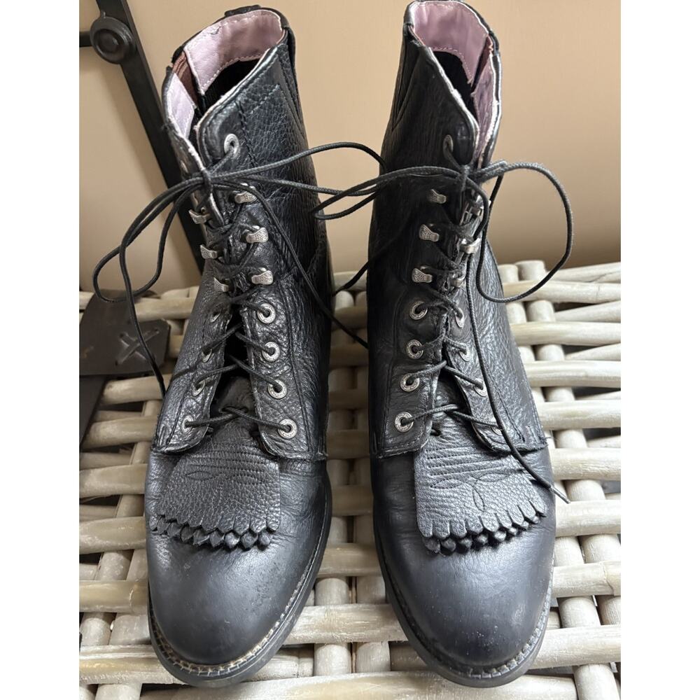 Ariat Women’s Sz 10B Heritage Lacer II Black Boots Kiltie